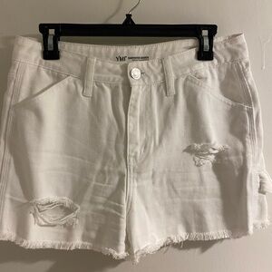 YMI Women's White Distressed Denim High Rise Shorts Size 7/28